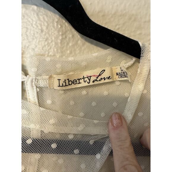 Live 4 Truth Swiss Dot Y2K Coquette Stretch Top Off White Sz L Ruffle Lace - Picture 3 of 4